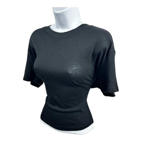 Women's Alternative Apparel Headliner Cropped Tee - Vintage Jersey Style (Black) - Picture 5 of 6